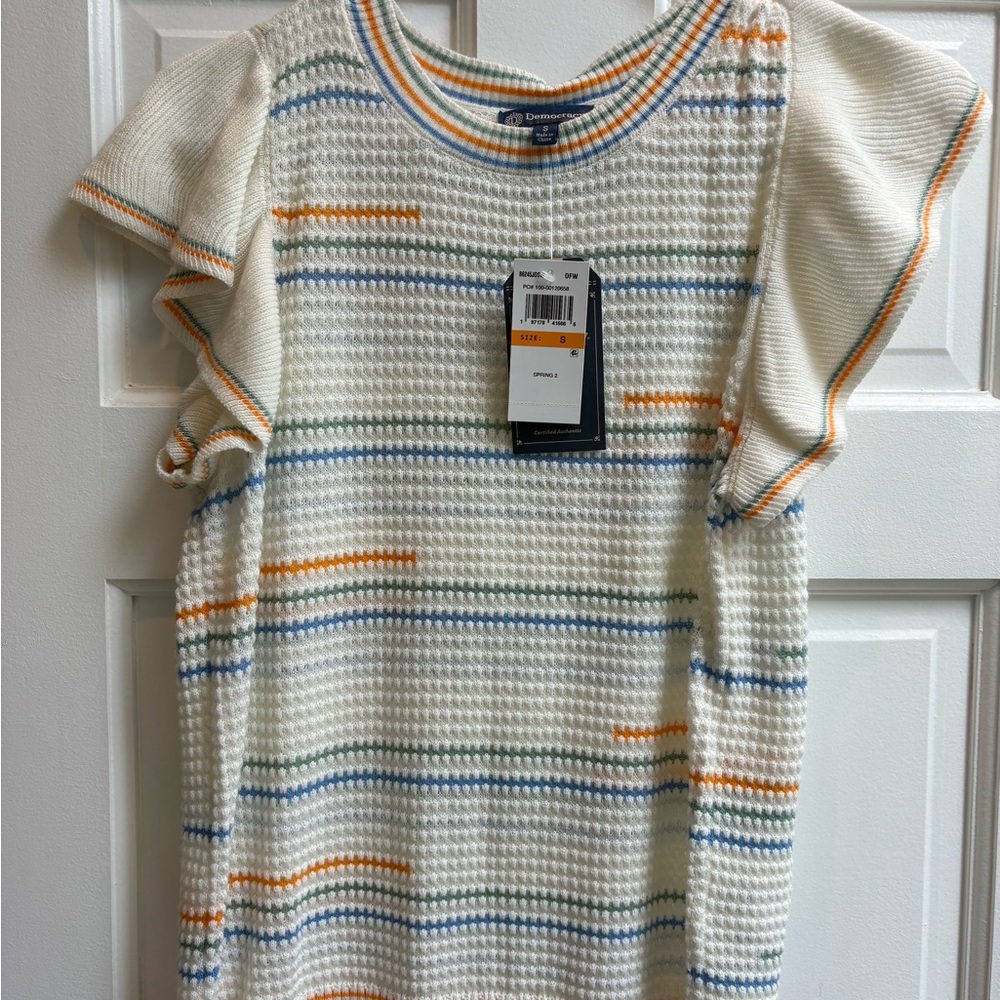 Democracy Multicolor Striped Short Sleeve Top
